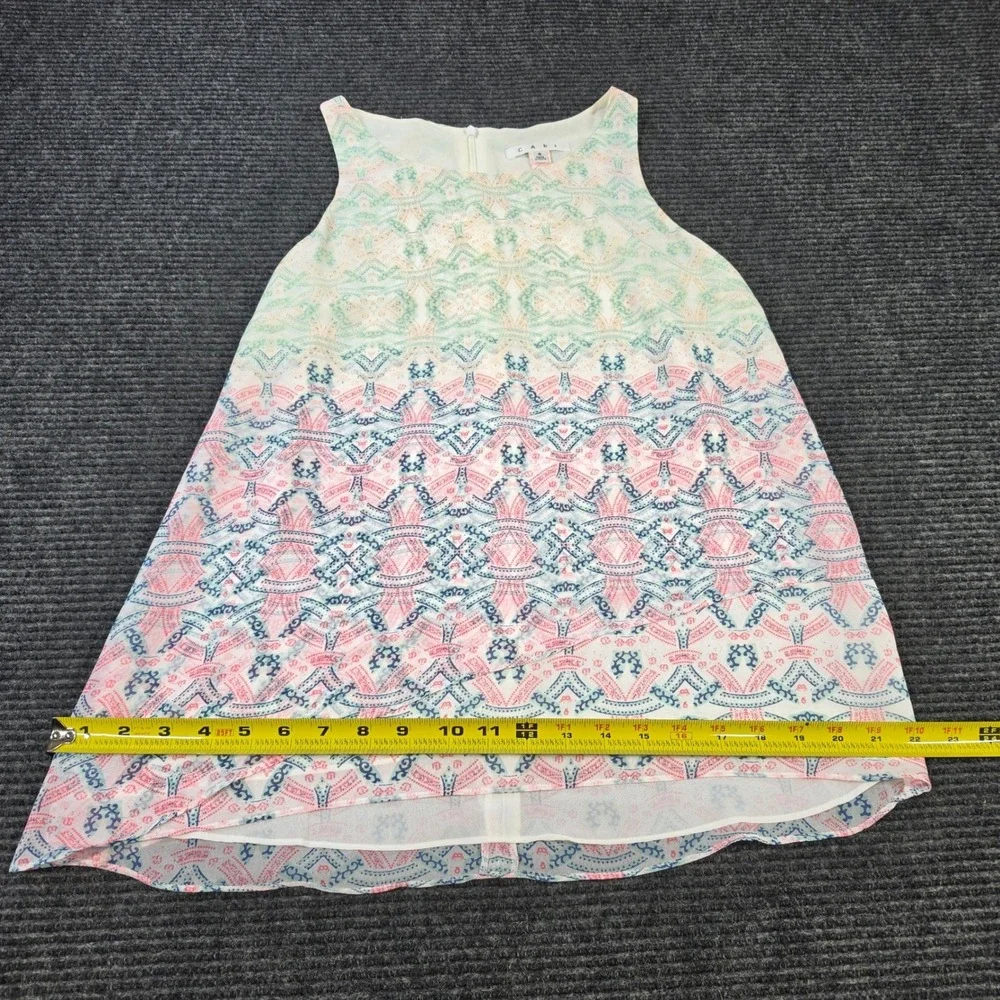 Cabi Sleeveless Dress Womens Small‎ Multicolor Excellent Geometric Tiered